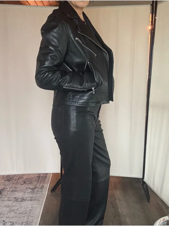 rag & bone Black Leather Biker Jacket - Picture 2 of 4